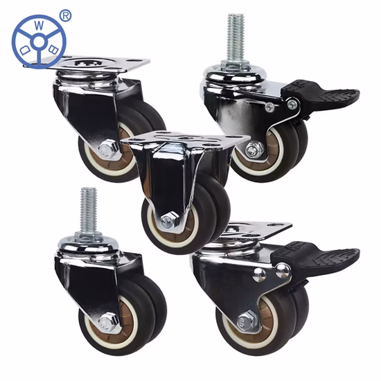 Wbd Manufacturer 38 mm 50 mm Brown Office Caster 2 Inch Wheel TPR Twin Furniture Castor