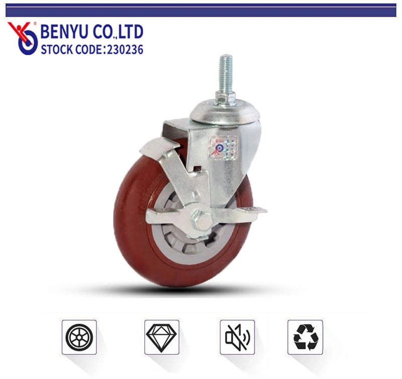 Medium Duty High Quality Polyurethane Brake Caster Industrial Casters