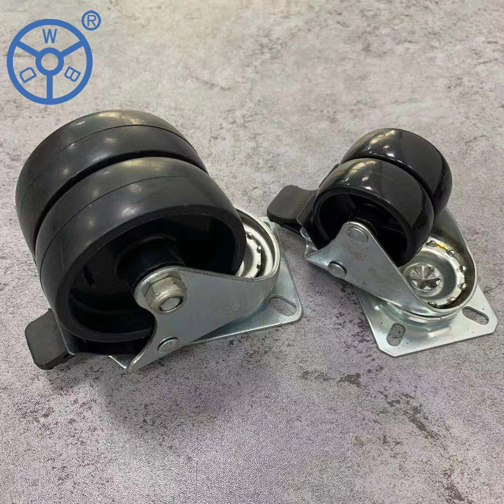 Wbd Factory Light Duty PP Twin Caster 2 Inch European Swivel Castor Wheel Caster Ruedas Plastico Ruedas Industrial with Brake