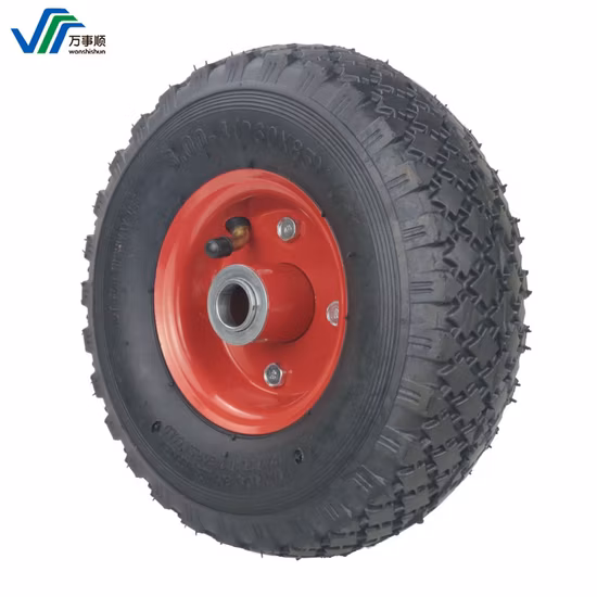 3.50-8 4.00-8 3.00-4 Rueda neumática de goma con borde de acero plástico para carretillas, carros de mano, carros de herramientas